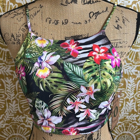 NWT DonaJo Savanna Floral Hawaiian Cropped Top & Bikini Bottom Set size 1 US S - Picture 4 of 11